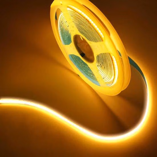 Taśma LED COB, 5 metrów, ciepła biel, z pilotem radiowym, 320 diod LED na metr, wysoka gęstość, szerokość 8 mm, idealna do kuchni, telewizora, salonu oraz projektów DIY