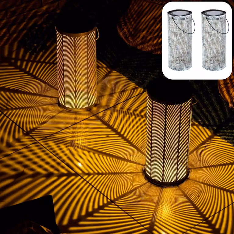 zestaw 2 skandynawskich lampionów solarnych Dekoracja balkonu Ogród Bamba Zielony