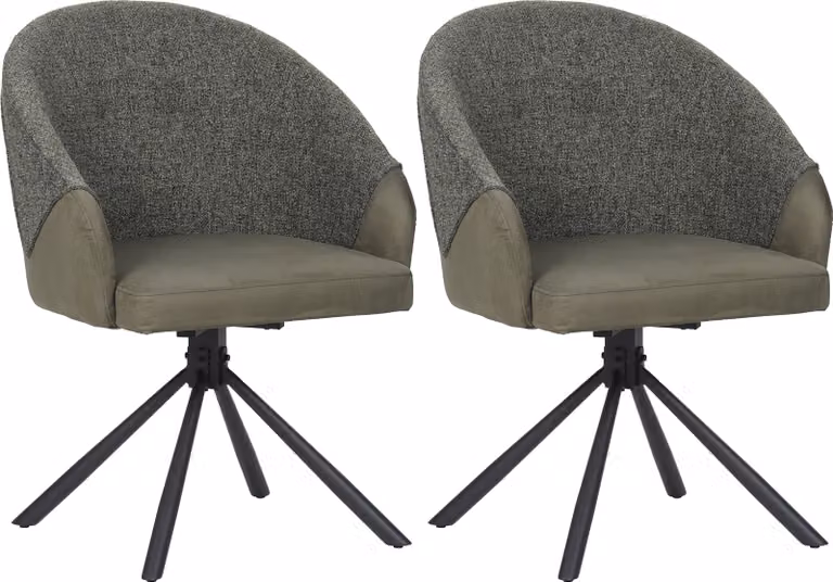 Krzesło do jadalni Casa Dolce NITRO, zestaw 2 sztuk, zielone, 61x62x85 cm, meble do jadalni, obrotowe 360°, tapicerowane, maks. waga 120 kg
