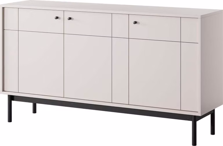 FURNLUX Kredens Japandi Beige Und Black 154cm / Hauptfarbe: Beige / Abmessungen: 154 x 39 x 84 cm