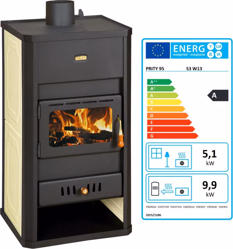 Piec kominkowy PRITY S3 W13 z wodnym wymiennikiem ciepła Piec centralnego ogrzewania - 15 Kw