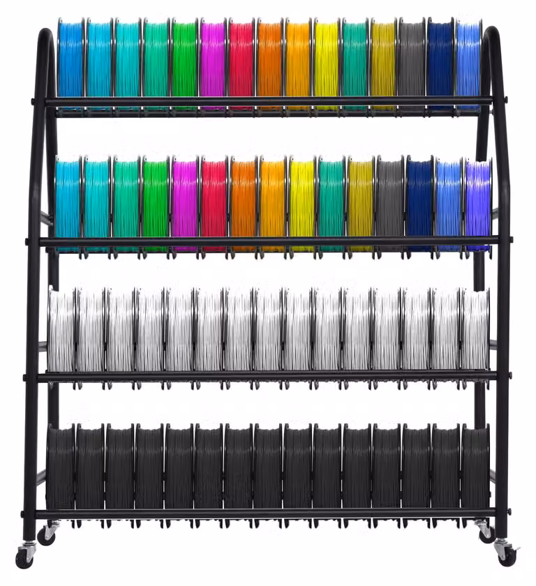 Półka do przechowywania filamentu do drukarek 3D - metalowa półka z 4 poziomami, organizer na rolki - wymiary: 110x94x37,5 cm - idealna do studia i biura