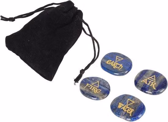 4 Kamienie Elementów: Ziemia, Powietrze, Ogień, Woda. Kamień łagodzący lęk. Symbol Reiki. Medytacja. Wielofunkcyjny, przenośny. Kamień lazurytu