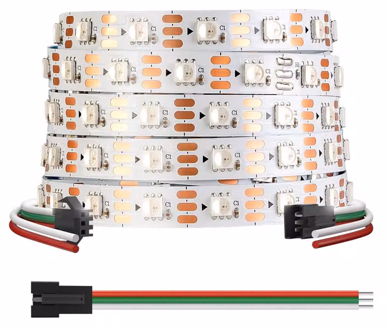 12V RGBW, RGB + biały (naturalny) – 5 metrów, 60 diod LED/pikseli na metr, możliwość indywidualnego adresowania