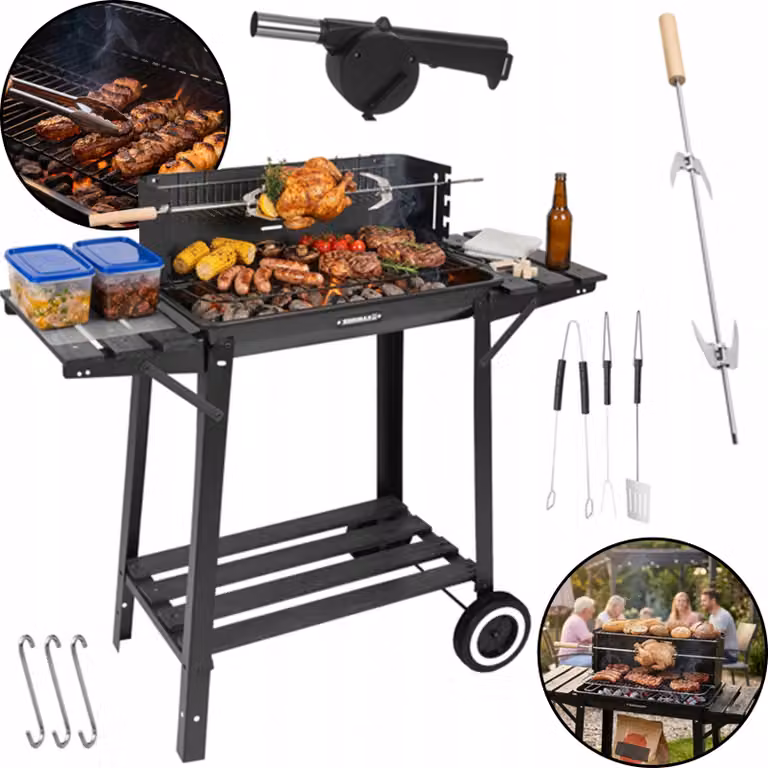 Grill Ogrodowy Z Rożnem 93x41x86cm Kaminer