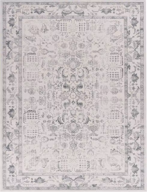 Dywan orientalny vintage Sami w kolorze srebrnym, szarym i antracytowym, nadający się do prania, W x S: 240 x 340 cm