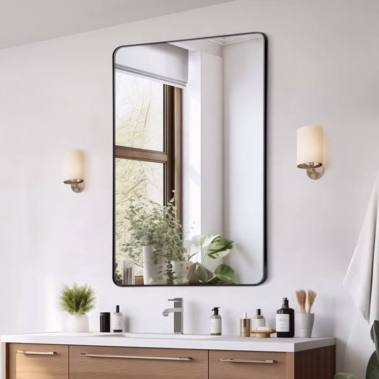 VEVRO Prostokątne lustro łazienkowe - Lustro do makijażu 1220x916x25mm - Wysokiej jakości lustro ścienne do stylowych łazienek - Nowoczesny design