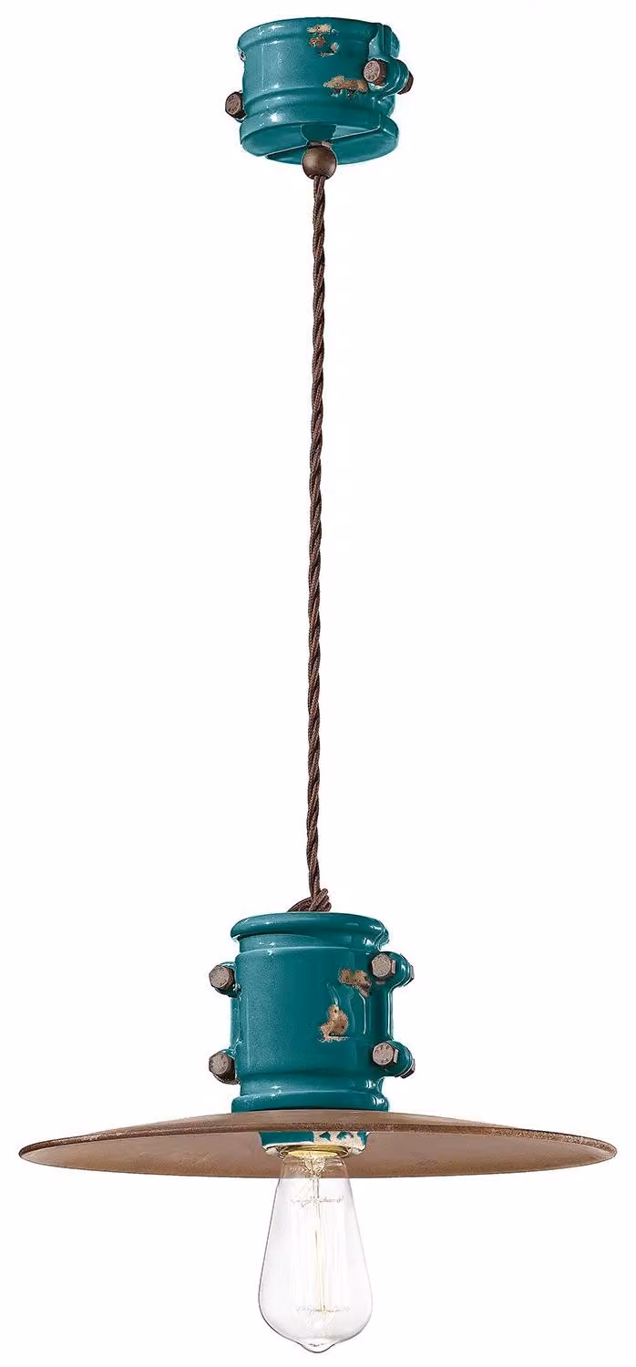 Ferroluce Urban ceramiczna lampa wisząca 40cm zielona okrągła