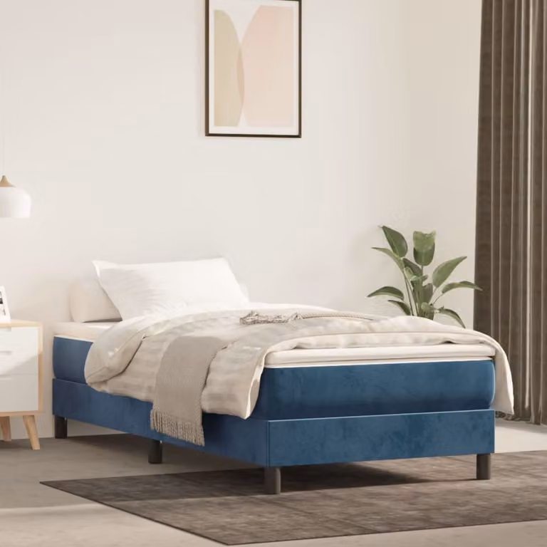 vidaXL Kieszeniowy materac sprężynowy ciemnoniebieski 90x200x20 cm aksamitny - Kieszeniowy materac sprężynowy - Kieszeniowy materac sprężynowy - Materac - Meble do sypialni