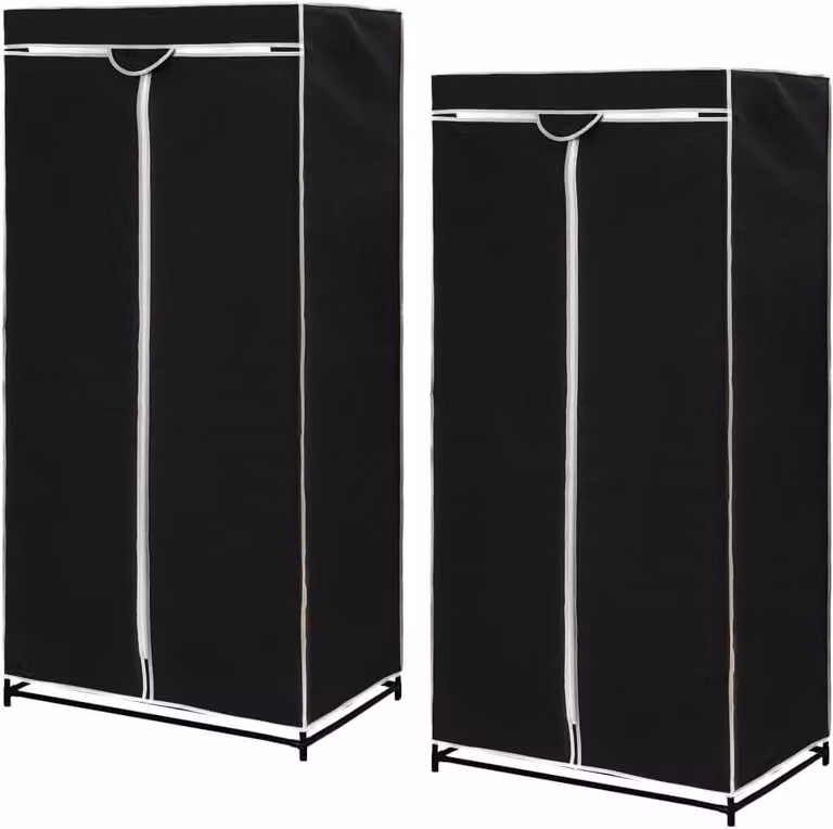 Szafy – pojemne szafy – przechowywanie ubrań – przechowywanie bez kurzu – 75 x 50 x 160 cm – czarny kolor