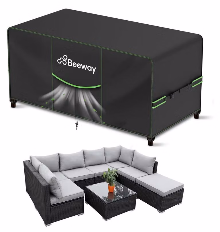 Pokrowiec na meble ogrodowe, wodoodporny, 300x250x102 cm, materiał Oxford 420D, kolor: czarny