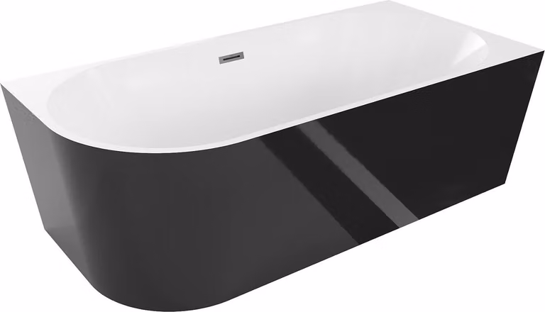 Mexen Mia wanna wolnostojąca narożna prawa 180 x 80 cm, biała/czarna, przelew gun gray szczotkowany - 52691808075P-66