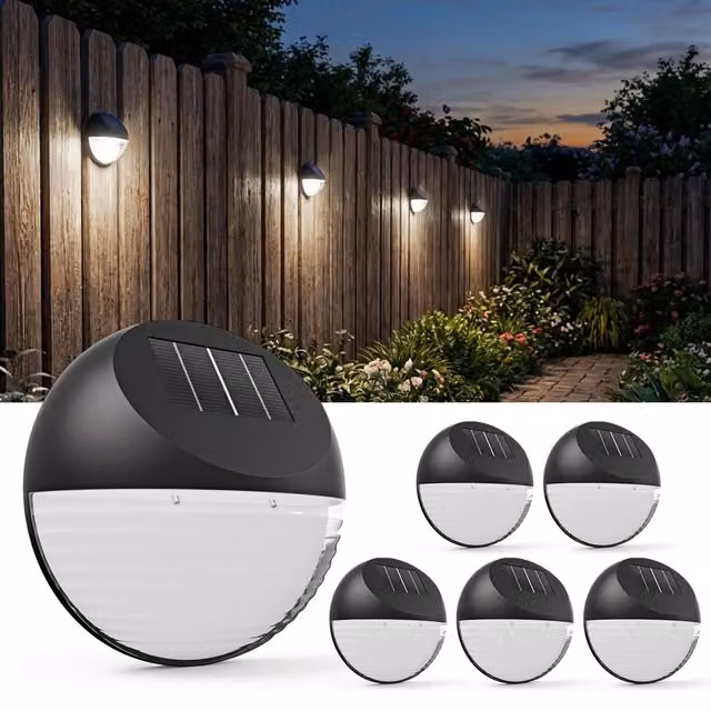 Zestaw 6 solarnych lamp ściennych LED monzana® czarne Ø 11 cm