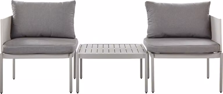 BELIANI Zestaw ogrodowy jasnoszary aluminium poduszki stolik meble modułowe