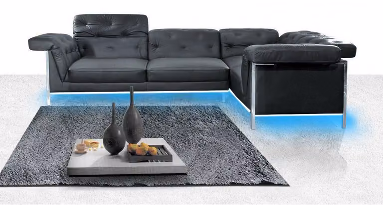 Komplet wypoczynkowy, narożnik, sofa, skórzana tapicerka, model 1055