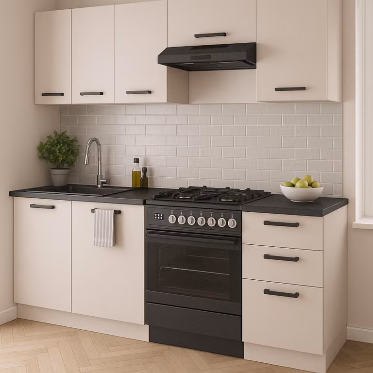 ULWEHOME Meble kuchenne Zestaw mebli kuchennych Kuchnia Barcelona 180cm | szafka • regał • blat • aneks kuchenny | Kaszmir 1,8 m