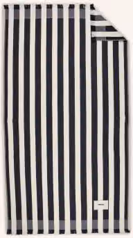 Tekla Ręcznik Plażowy Cotton Terry w kolorze białym z czarnymi paskami, W: 180 cm, S: 100 cm