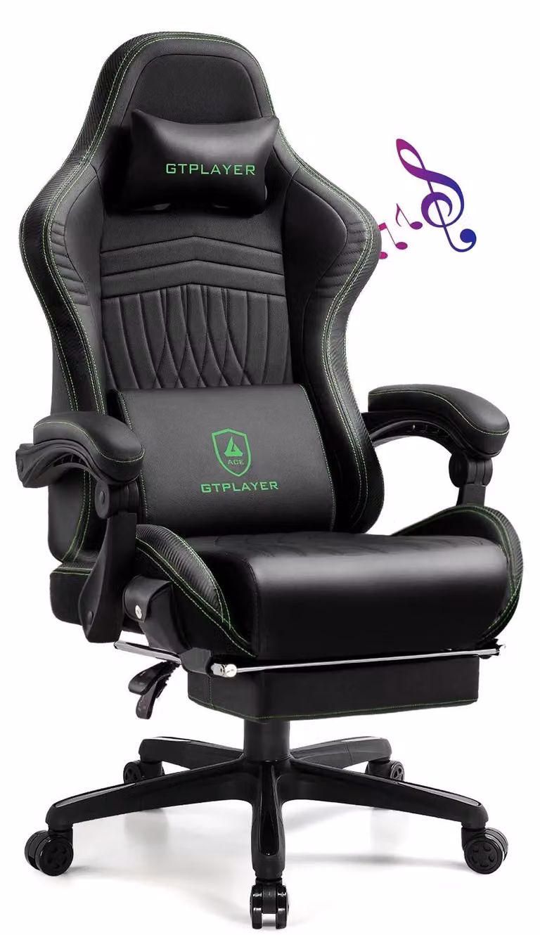 Ergonomiczne krzesło do gier - krzesło biurowe - krzesło komputerowe - fotel gamingowy - krzesło robocze - zielone - z podnóżkiem