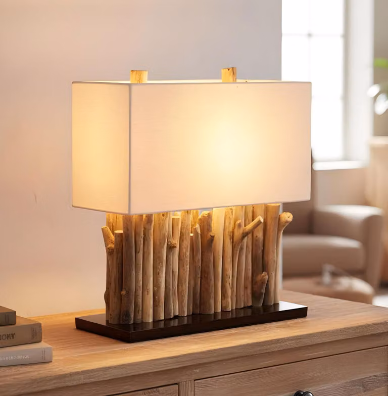 lampa levandeo 35 x 40 x 16 cm lampa stołowa drewno driftowe unikalna drewniana lampa design deco