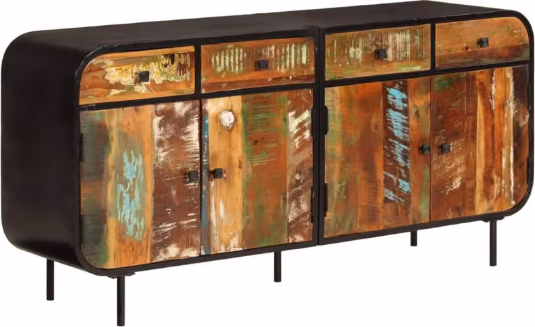 vidaXL vidaXL - Kredens - 140x35x70 - cm - lite drewno - z recyklingu - i - metal