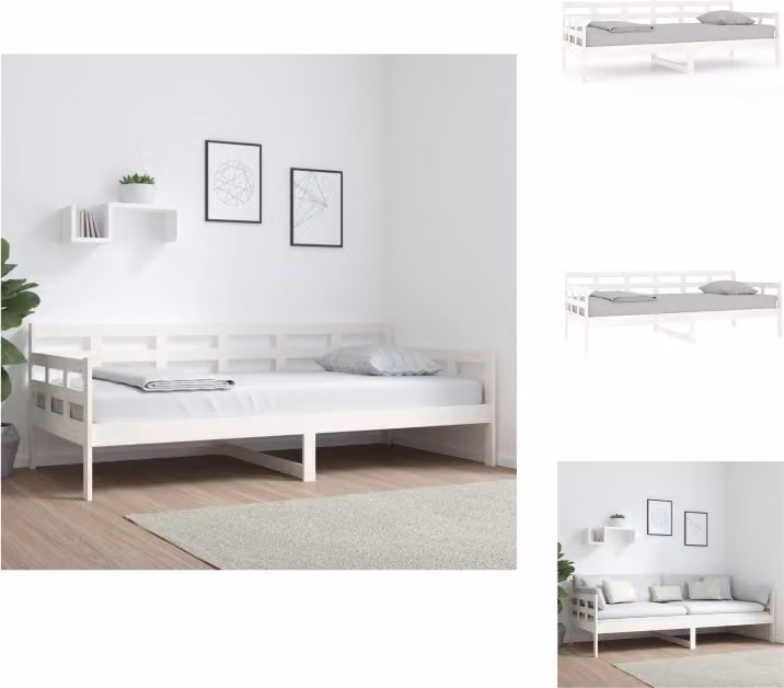 vidaXL Łóżko dzienne białe sosna 90x200 cm - Łóżka i ramy łóżek