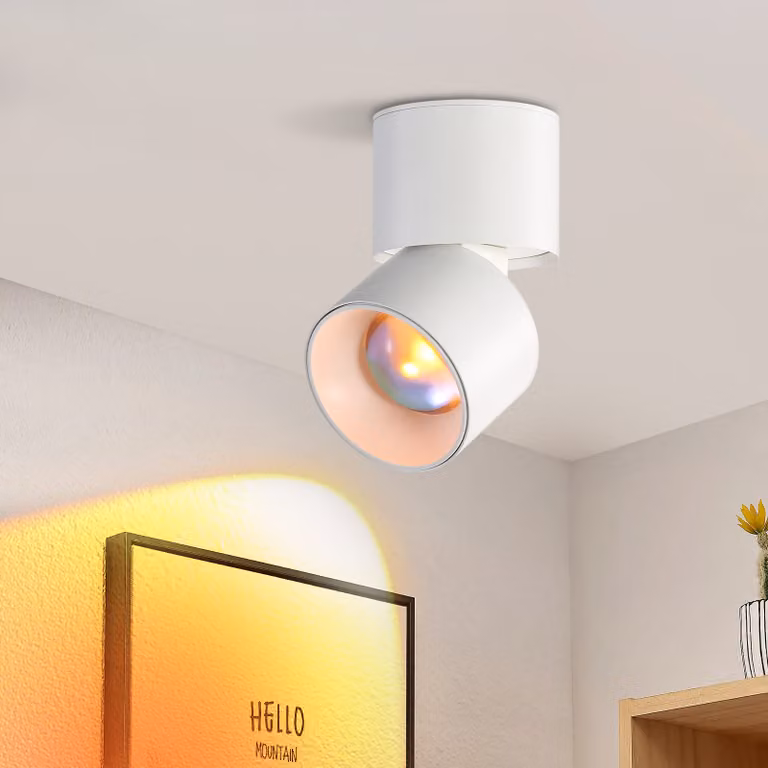 ZMH Lampa sufitowa LED Reflektor sufitowy 1 płomień Reflektor sufitowy Biały Nowoczesny Okrągły Obrotowy 350 ° Ciepły biały zachód słońca Wewnątrz do salonu Sypialnia Schody